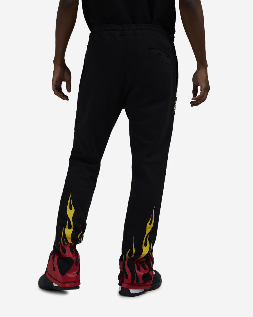 Shop Ed Hardy Skull Flames Fleece Pants EHM80067RS-BLK black