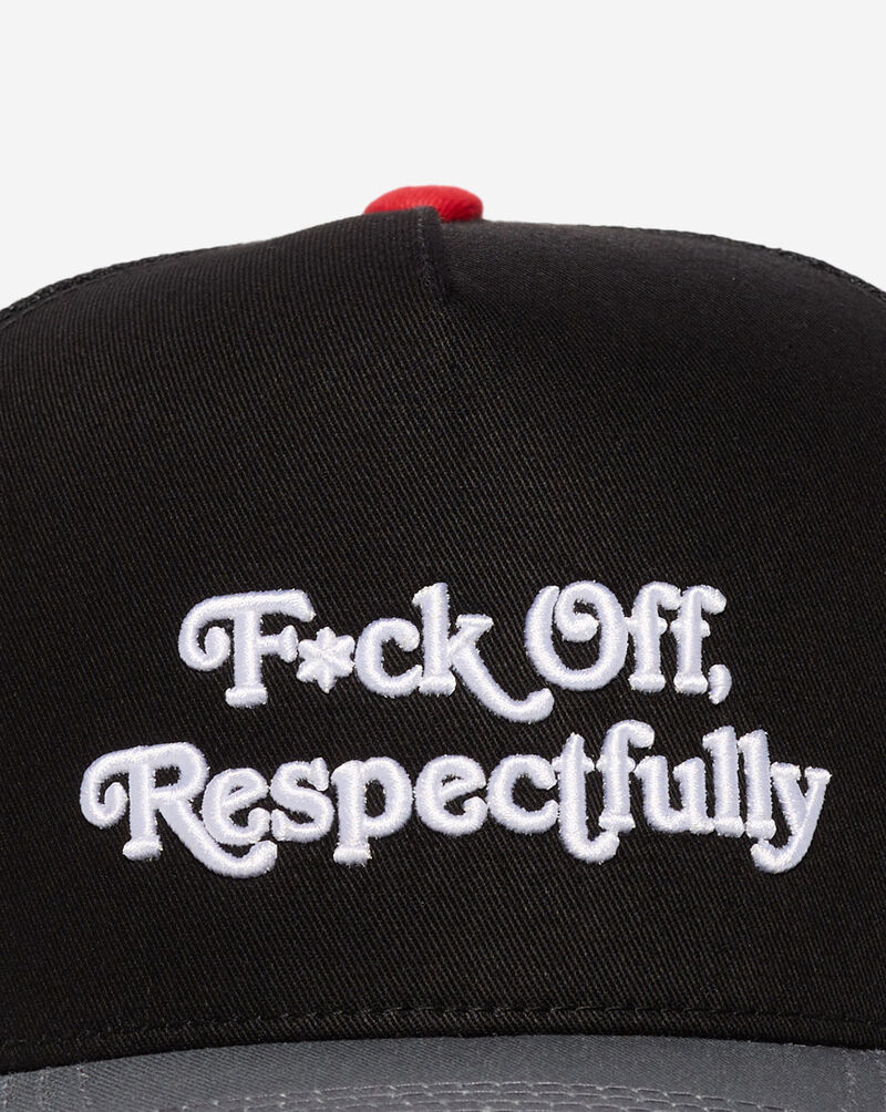 Field Grade F Off Respectfully Full Twill Trucker Hat 1006540 Black 2