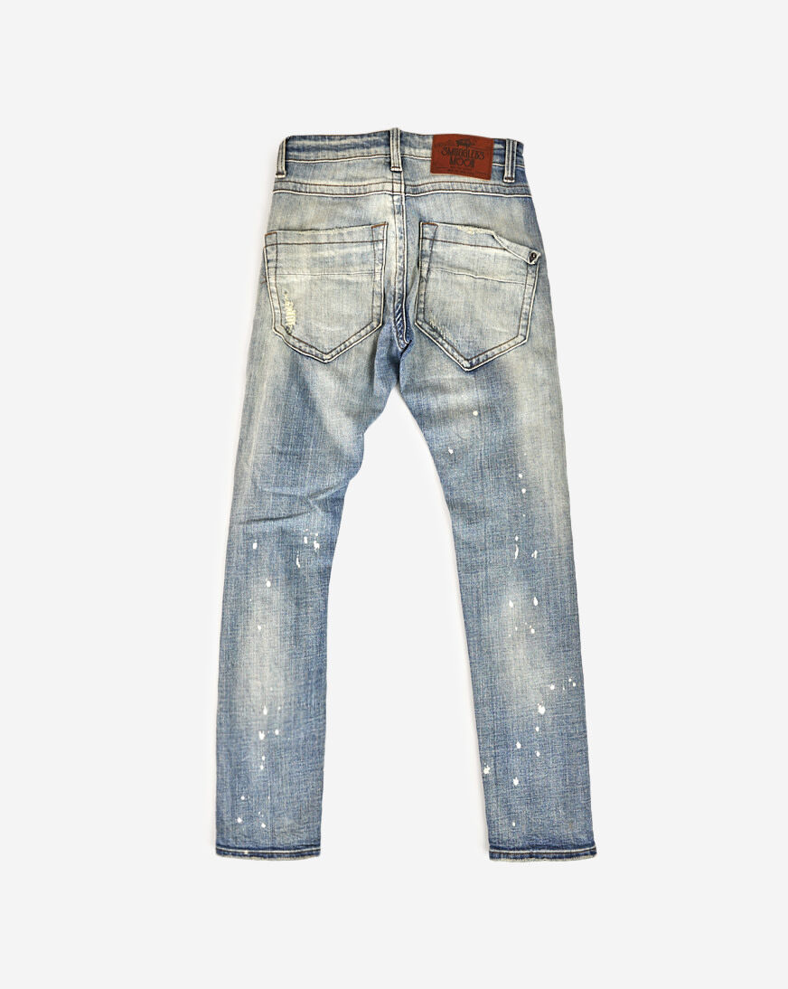 Shop Preme 5Pkt Rip Repair Tinted Jeans JSMWB130-TBD blue
