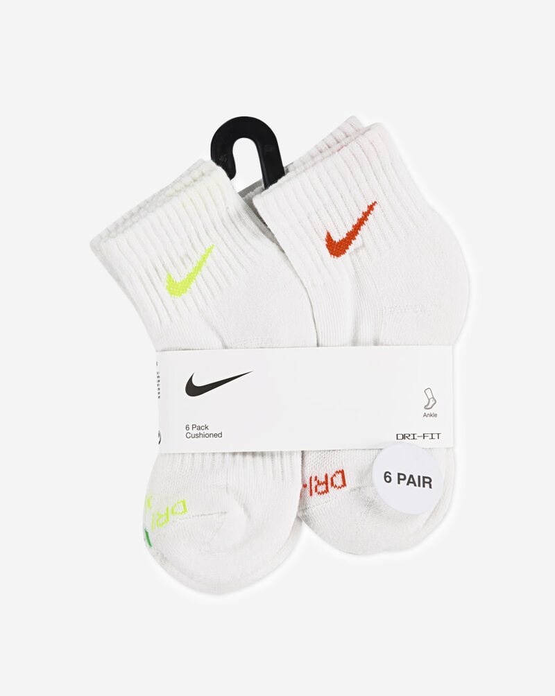 Nike Little Kids' Dri-FIT Performance Basics 6Pk Quarter Socks UN0018-F68 Multi 4