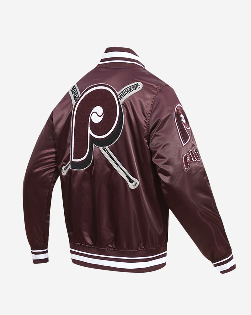 PRO STANDARD Philadelphia Phillies Retro Mash Up Rib Satin Jacket  LPH633425-WNE Red 3