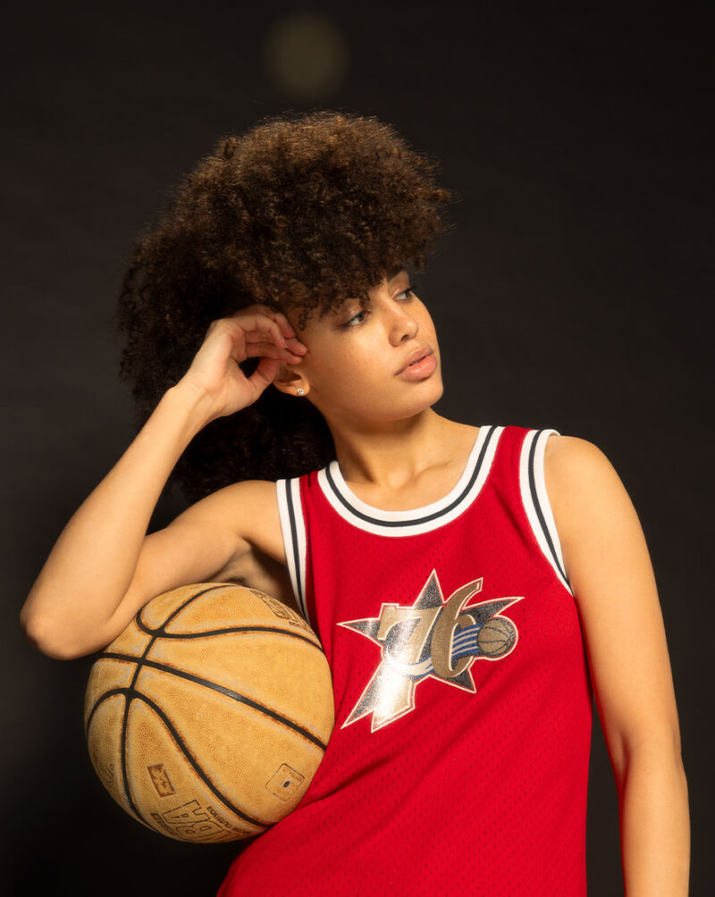 Mitchell  Ness Philadelphia 76ers NBA Glitter Swingman Jersey TFSM6844-P76YYPPPRED1 Red 6