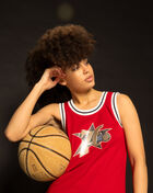 Mitchell  Ness Philadelphia 76ers NBA Glitter Swingman Jersey TFSM6844-P76YYPPPRED1 Red 6