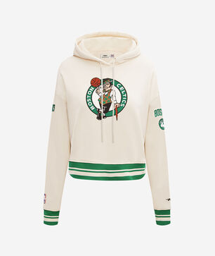 Boston Celtics Retro Classic Rib Cropped Fleece Pullover Hoodie
