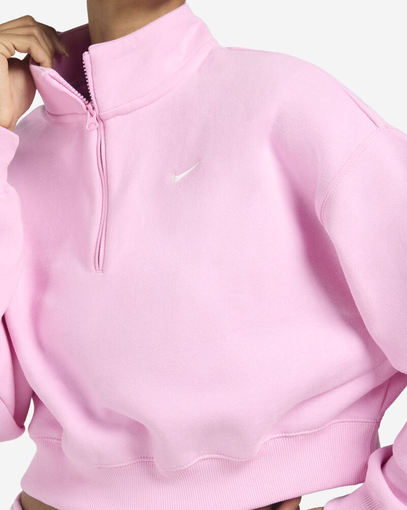 Nike Studio Fleece Medium Weight Oversized 1/4-Zip Cropped Top IM8501-621 Pink 3