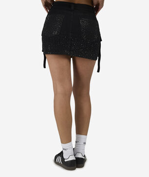 Cargo Rhinestone Mini Skirt