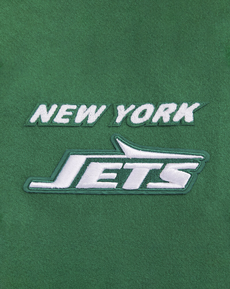 PRO STANDARD New York Jets Retro Classic Rib Wool Varsity Jacket FNJH410285-KWH Green 4