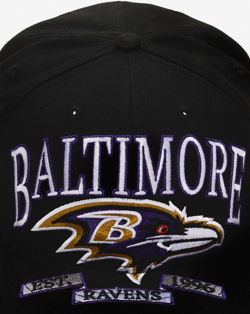 Shop New Era 59Fifty Baltimore Ravens Oversized Script Fitted Hat
