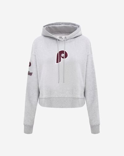 Philadelphia Phillies Classic Fleece Cropped Pull Over Hoodie 
