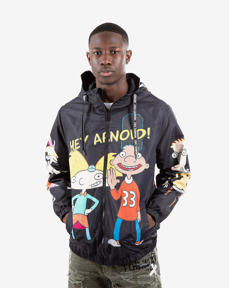 Shop MEMBERS ONLY Hey Arnold FZ Windbreaker Jacket MN060104-BLK black ...