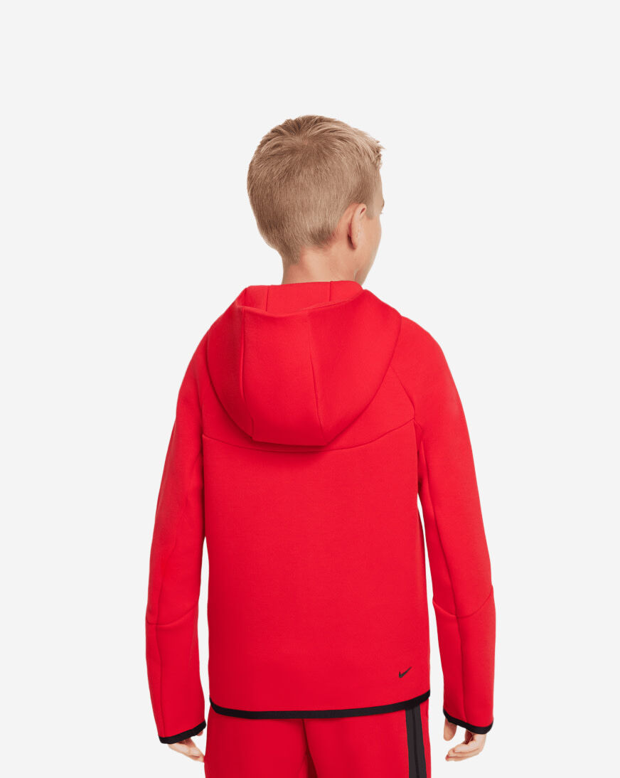 Shop Nike Big Kids' Tech Fleece Full-Zip Hoodie HV5867-657 red
