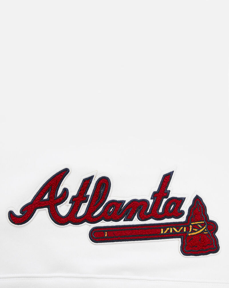 PRO STANDARD Atlanta Braves Classic Cropped Pullover Hoodie LABC34341-WHT White 4