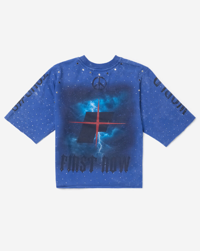 First Row Kids' Skull TBolt Rhinestone Terry Tee  FRBM3087S Blue 2