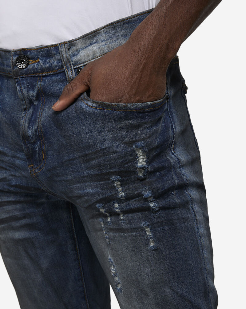 Decibel Distressed Oil Stained 5-Pocket Jeans DECWB456-BLU Blue 3