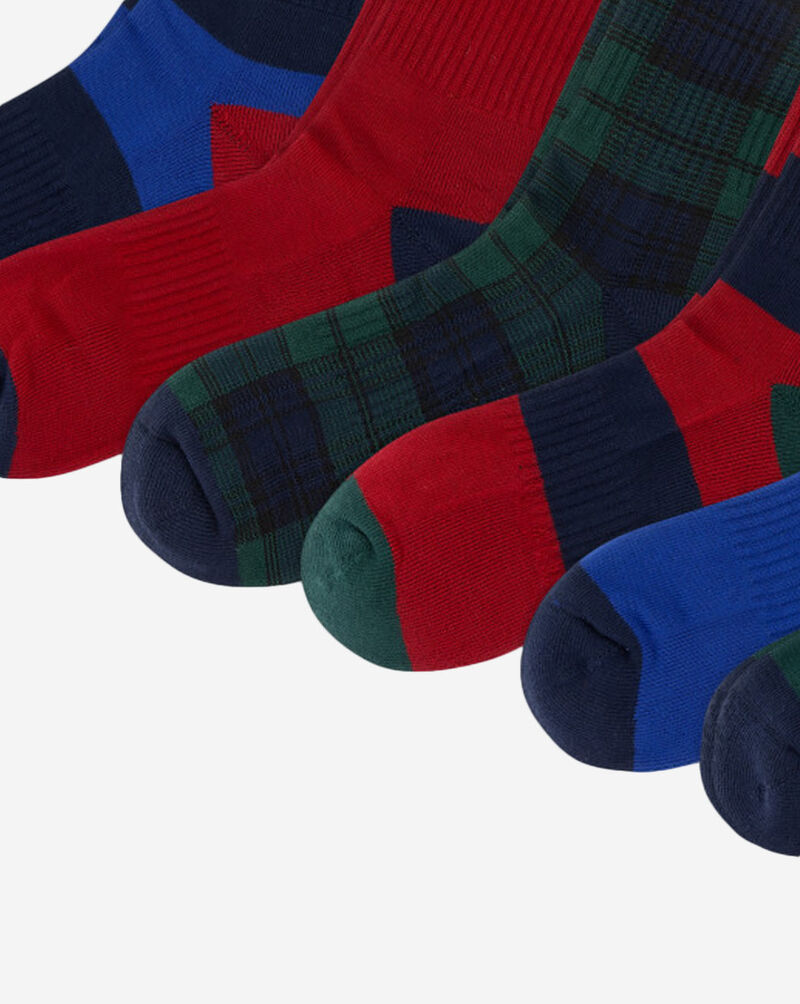 Polo Ralph Lauren Plaid and Stripe Varsity Wing 6Pk Crew Socks (L) 821593PK3-991 Multi 3