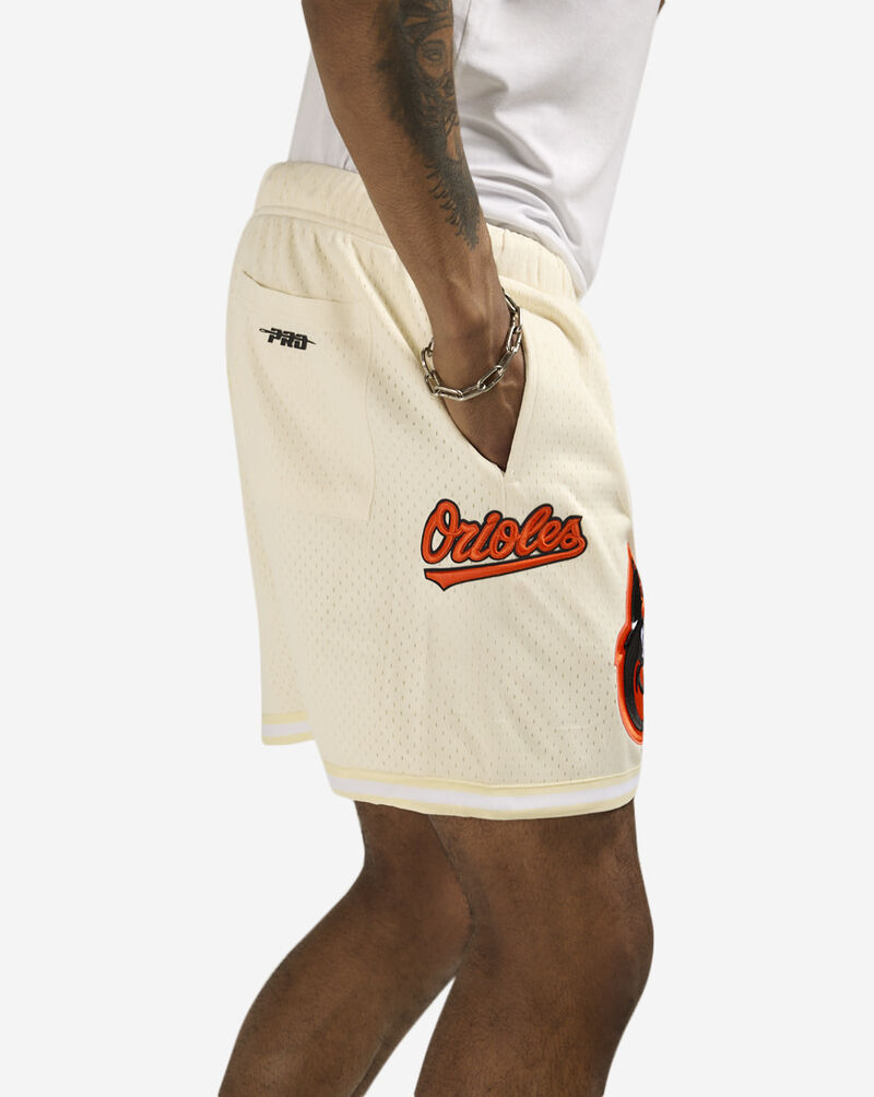 PRO STANDARD Baltimore Orioles Area Code Mesh Shorts LBO3314774-EGG Beige 3