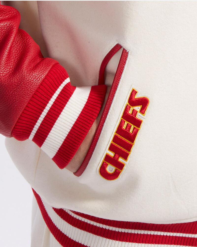 PRO STANDARD Kansas City Chiefs Retro Classics Rib Wool Varsity Jacket FKC6410365-ERD cream 4