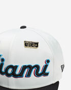 New Era 59Fifty Miami Marlins Satin Fitted Hat 60623220 White 2
