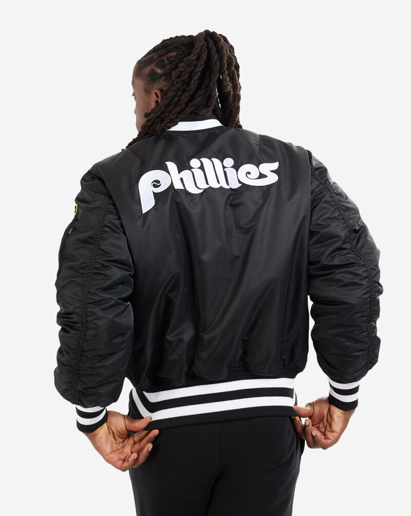 New Era Philadelphia Phillies Alpha Industries MA-1 Bomber Jacket 13026029 Black 4