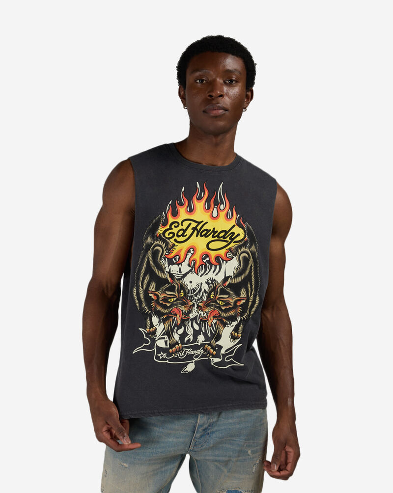 Ed Hardy Wolves Muscle Tank EHM100019-GRY Grey 1