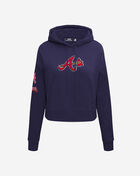 Atlanta Braves Classic Fleece Cropped Pull Over Hoodie 