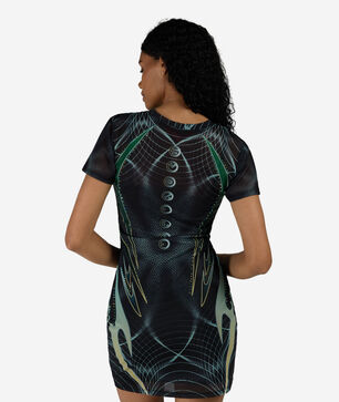 Printed Mesh Bodycon Dress