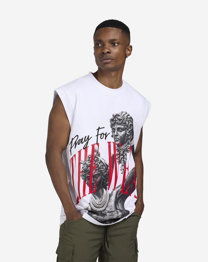 STREETZ IS WATCHIN Pray For The Weak Muscle Tank SWSL5212-WHT White 1