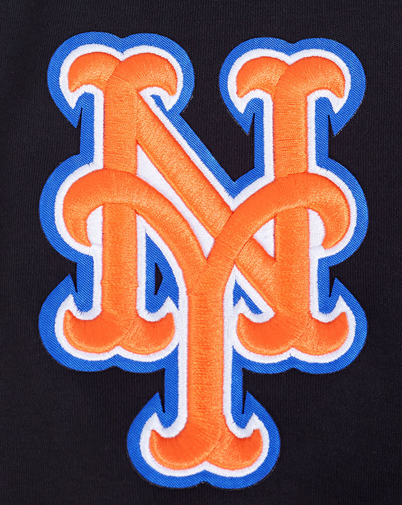 PRO STANDARD New York Mets Classic Chenille Double Knit Short Sleeve Pull Over Hoodie LNM135080-BOR Black 4
