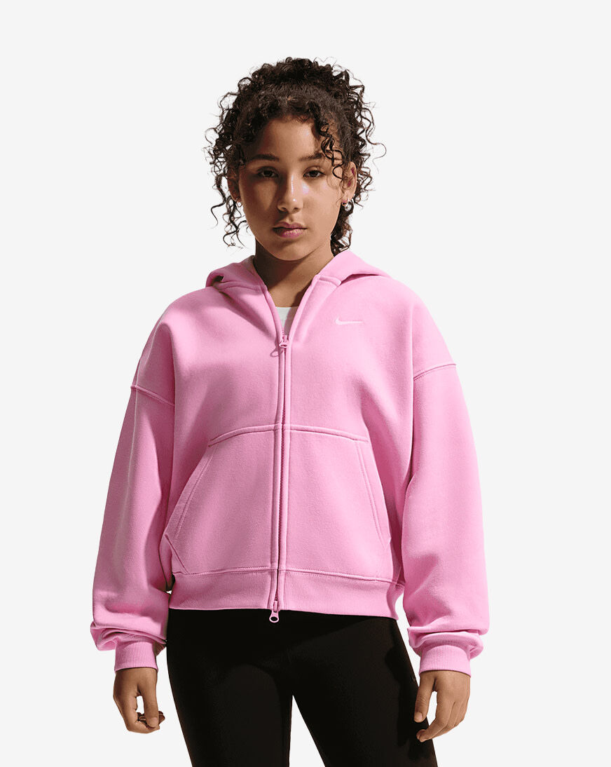 Shop Nike Big Kids' NSW Studio Fleece Oversized Full-Zip Hoodie