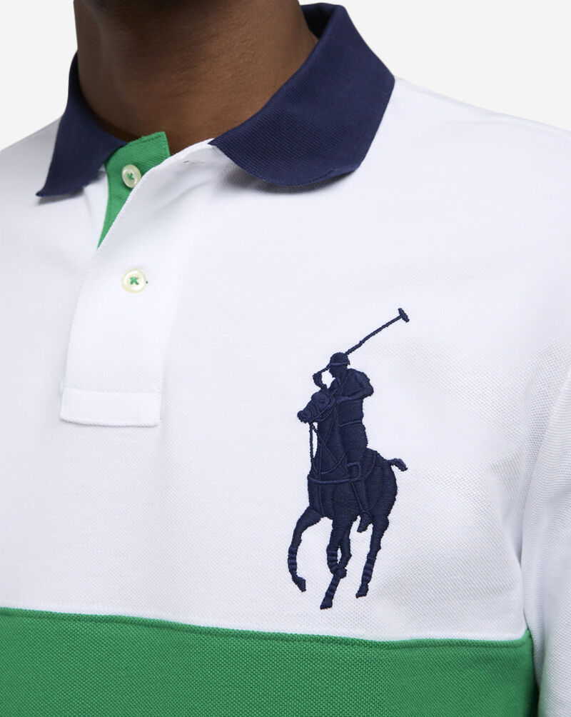 Polo Ralph Lauren Custom Slim Fit Big Pony Mesh Polo Shirt 710861151007-GRN White 3
