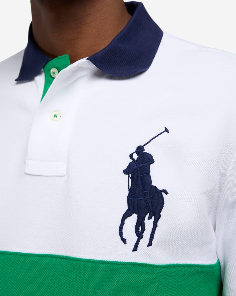 Polo Ralph Lauren Custom Slim Fit Big Pony Mesh Polo Shirt 710861151007-GRN White 3