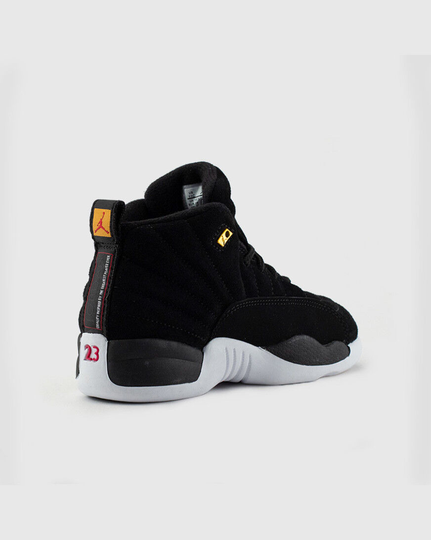 jordan 12 black white taxi varsity red