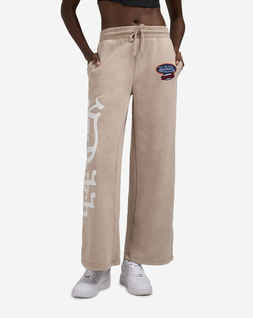 Shop Von Dutch Fleece Wide Leg Pants 7VND3A7060 beige | SNIPES USA