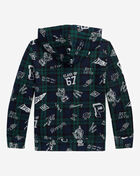 Plaid Fleece Graphic Hoodie