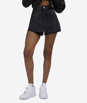 Rhinestone Coated Denim Skirt 