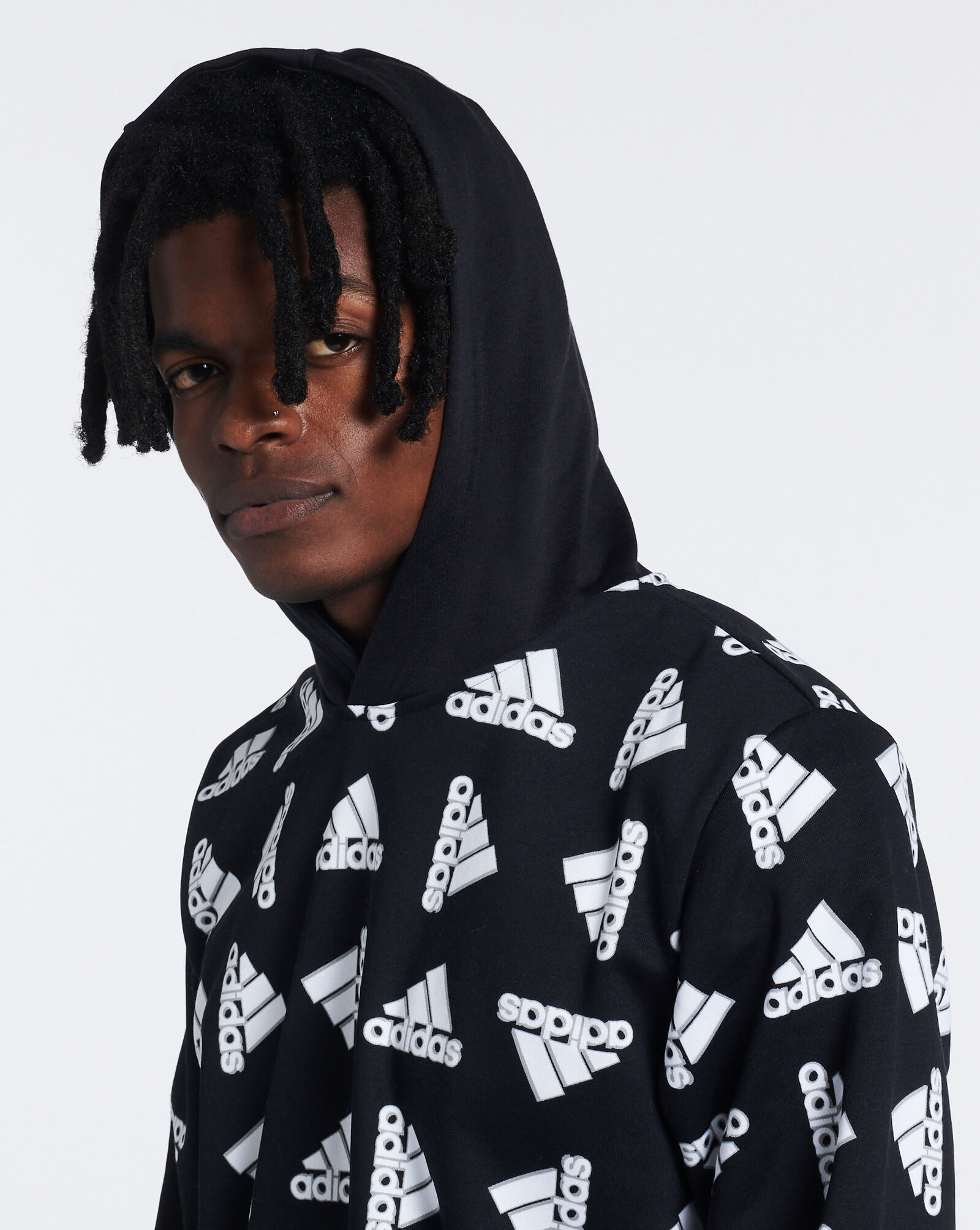 Shop adidas All Over Print Fleece Hoodie H57074 black | SNIPES USA
