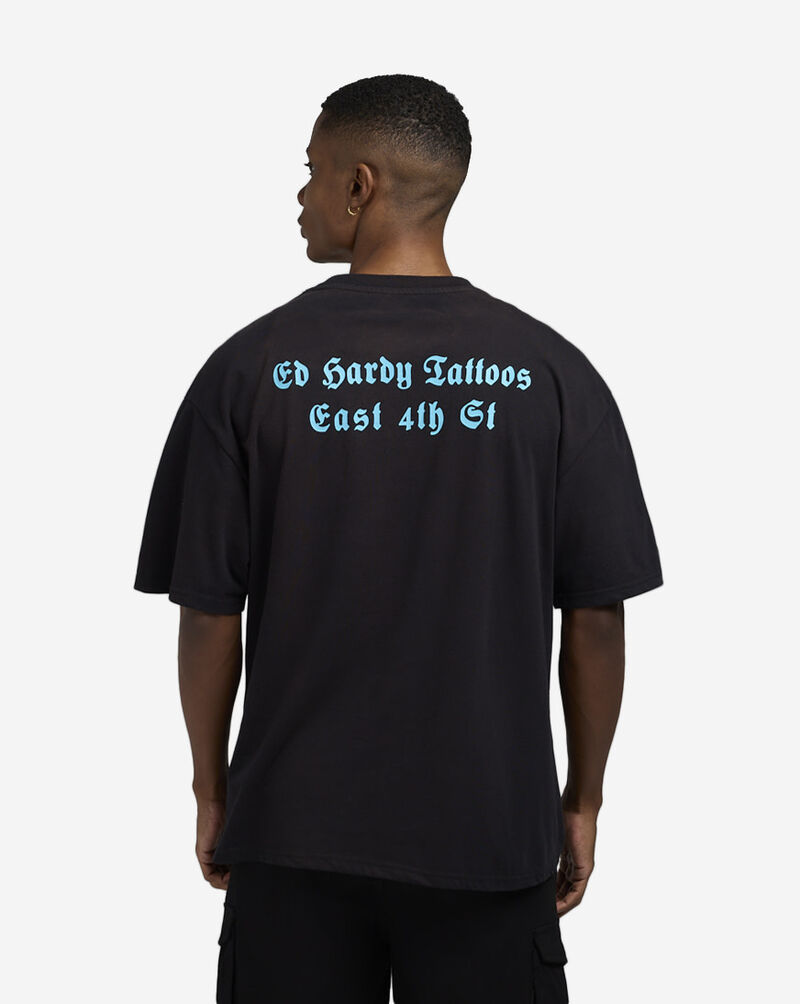 Ed Hardy Sacred Heart Rhinestone Boxy Tee  EHM1101-25RS-BLK Black 2