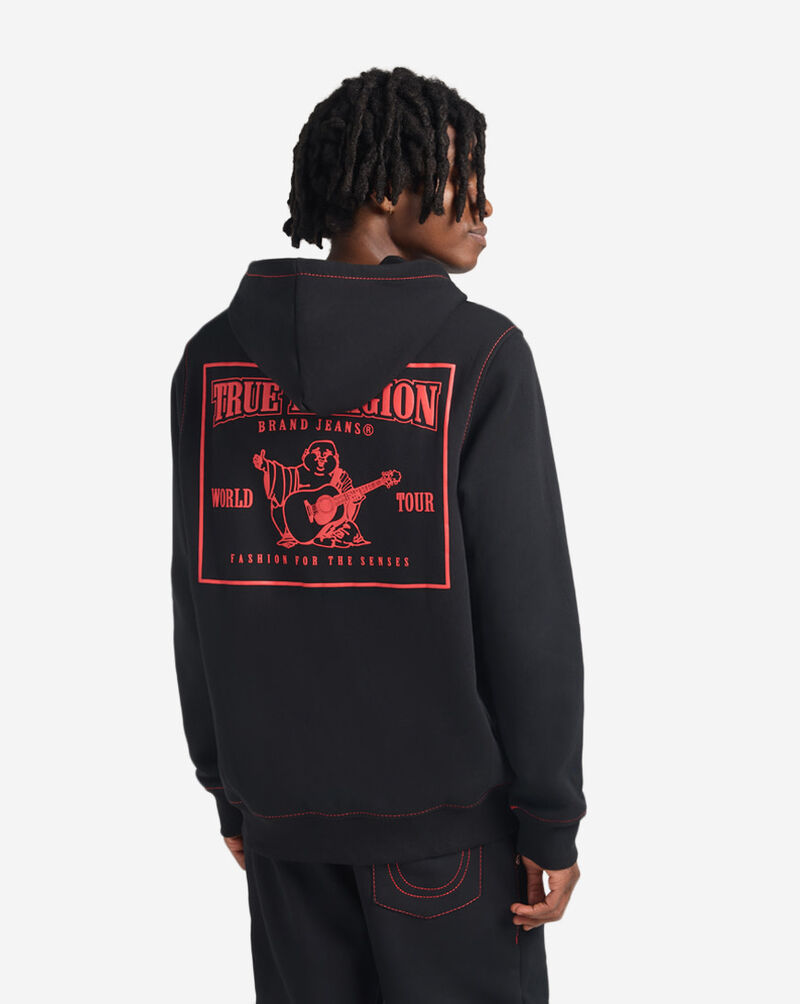 True Religion Big T Zip Hoodie 105753-BLK-RED Black 2