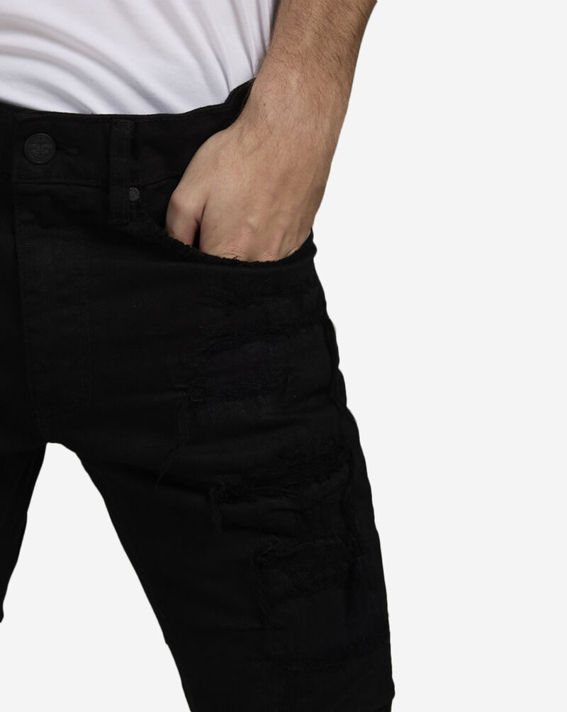 Jordan Craig Distressed Rip Repair Stacked Jeans JTF2257A-BLK Black 3