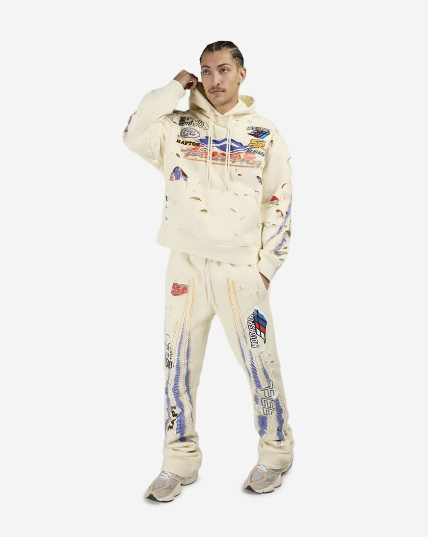 Eaphi PATCHWORKPANTS ホワイト 26SS Shop Smoke Rise Racing Fleece Pants FP26S428SNZ-ECR cream | SNIPES USA