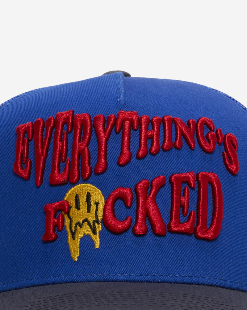 Field Grade Everything Is F'D Twill Mesh Back Trucker Hat 1006392 Blue 3