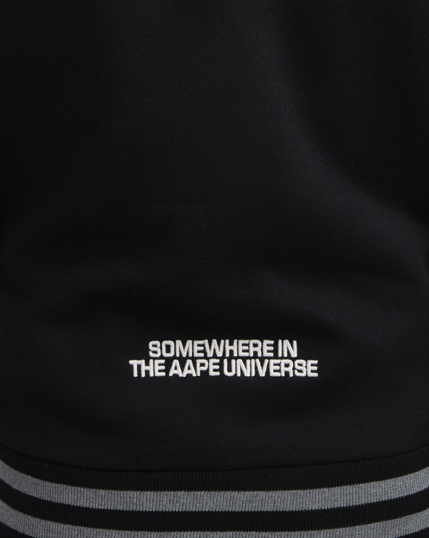 Shop AAPE Baseball Fleece Varsity Jacket AAPSWMB328XXNBKX black