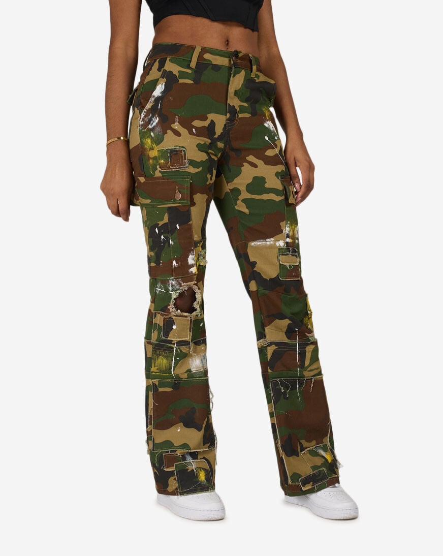 Shop American Bazi Distressed Splatter Camo Pants RJH-10891 camo
