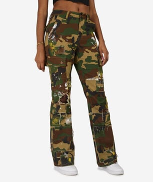 Distressed Splatter Camo Pants 