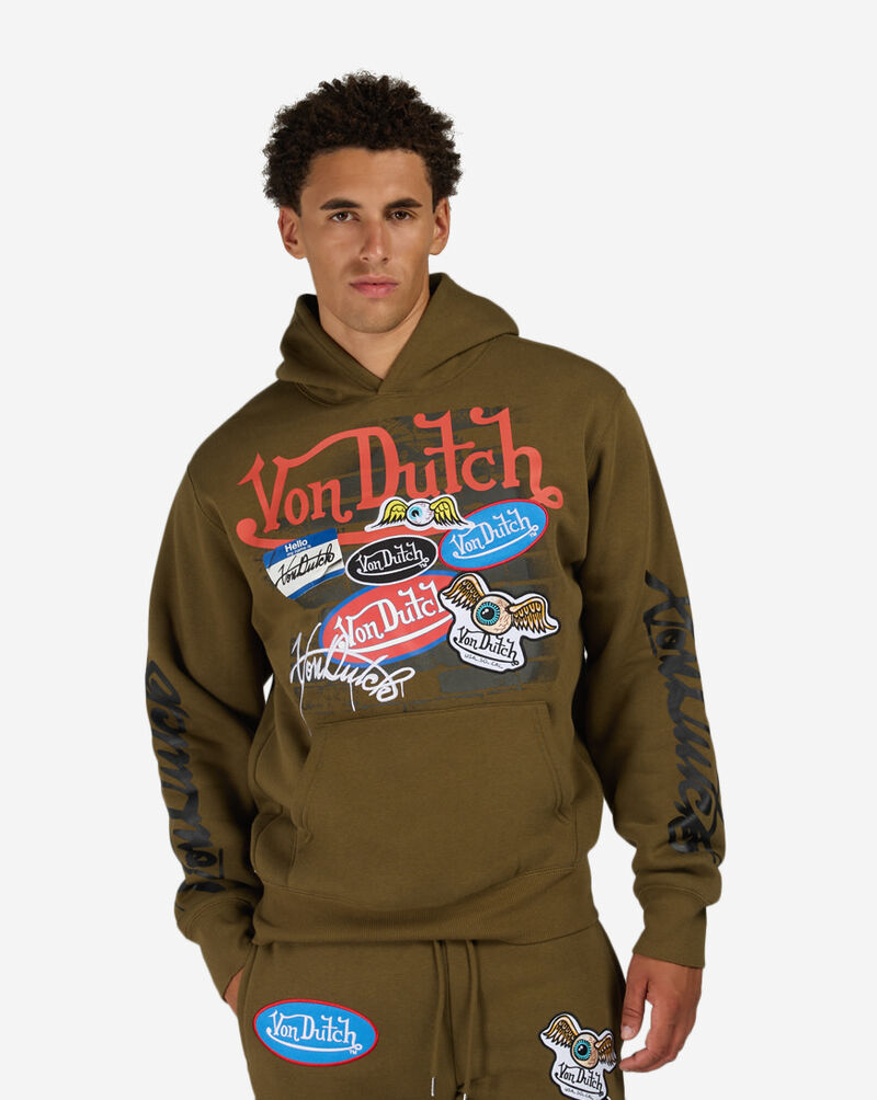 Von Dutch Signature Patch Fleece Hoodie  4VND2B0237-OLV Green 1