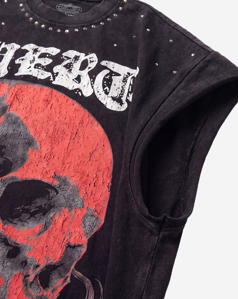 Hasta Muerte Smoke Skull Cut Off Crop Tee HM-SMLRSMOKESKULLCROP-TEE-BLACK Black 2