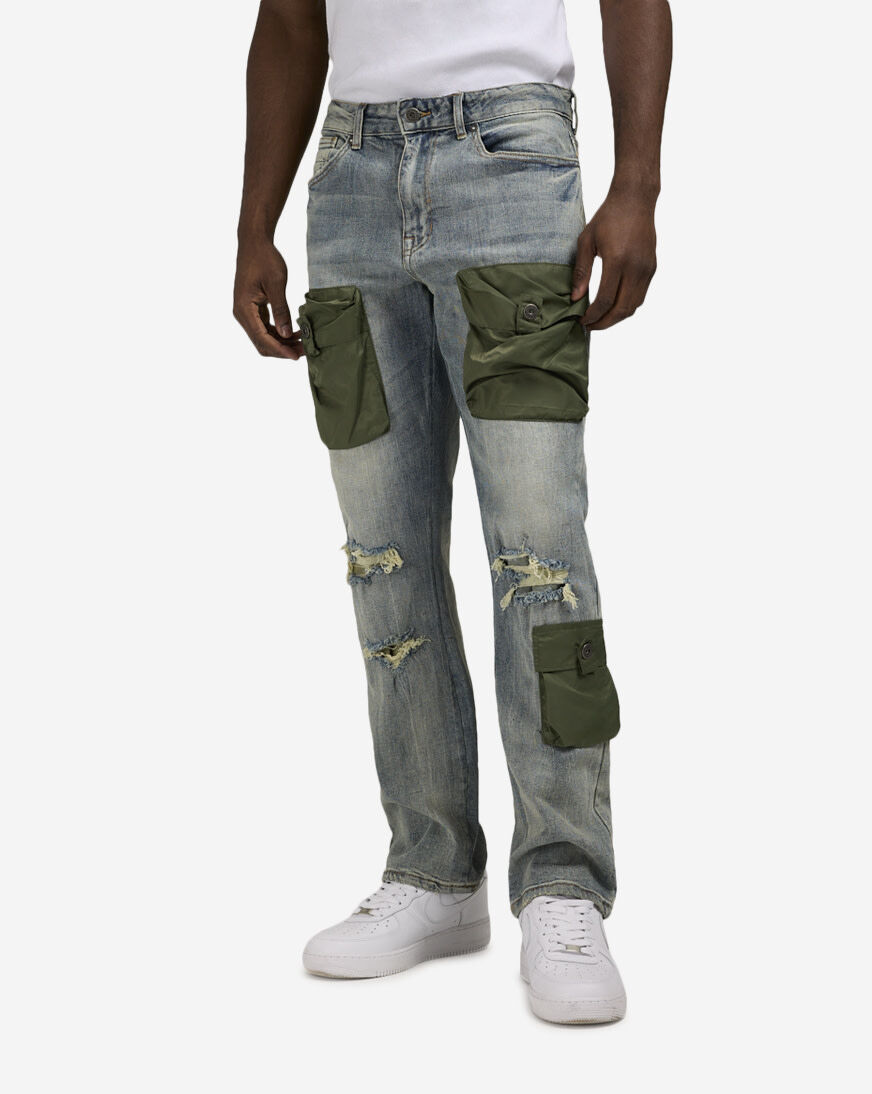 Shop Smoke Rise Nylon Utility Denim Jeans JP23731SNZ-OLV