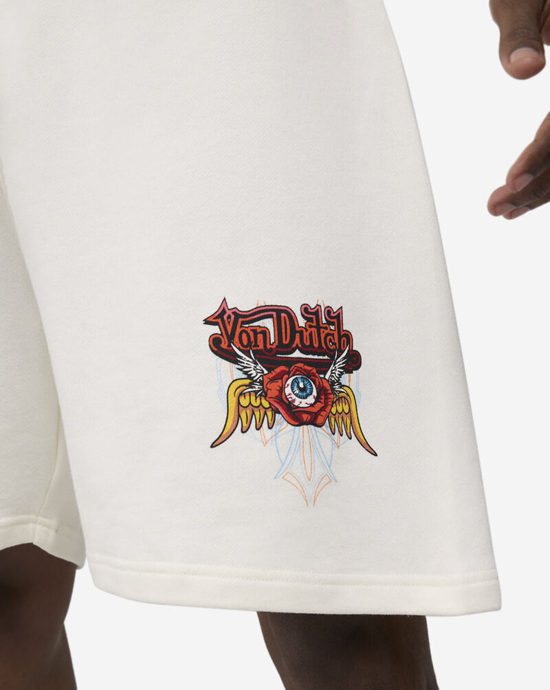 Von Dutch  Floral Logo Fleece Shorts 4VND3A5330-ECRU White 3