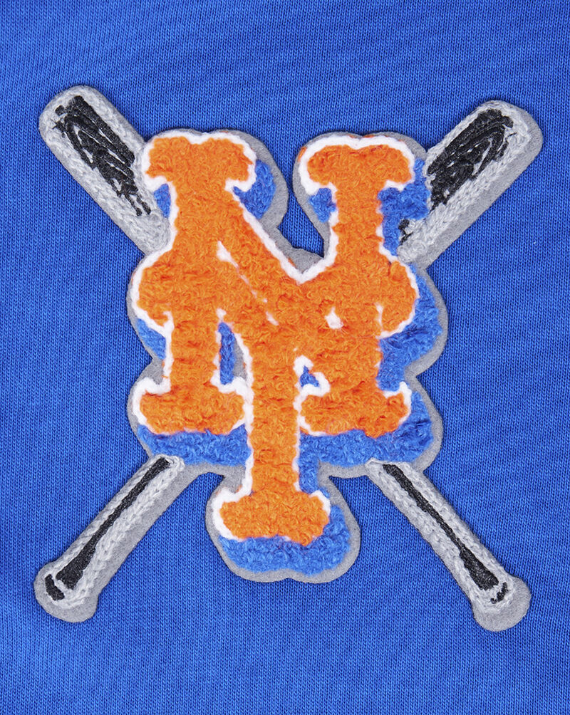 PRO STANDARD New York Mets Mash Up Rib Fleece Cropped Pull Over Hoodie  LNMC314677-ROR Blue 4