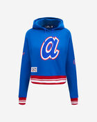Atlanta Braves Retro Classic Rib Fleece Cropped Pullover Hoodie
